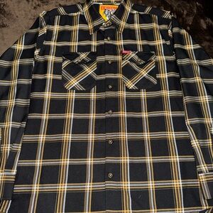 DIXXON The Podium Men's Black and Yellow Checkered Flannel Shirt